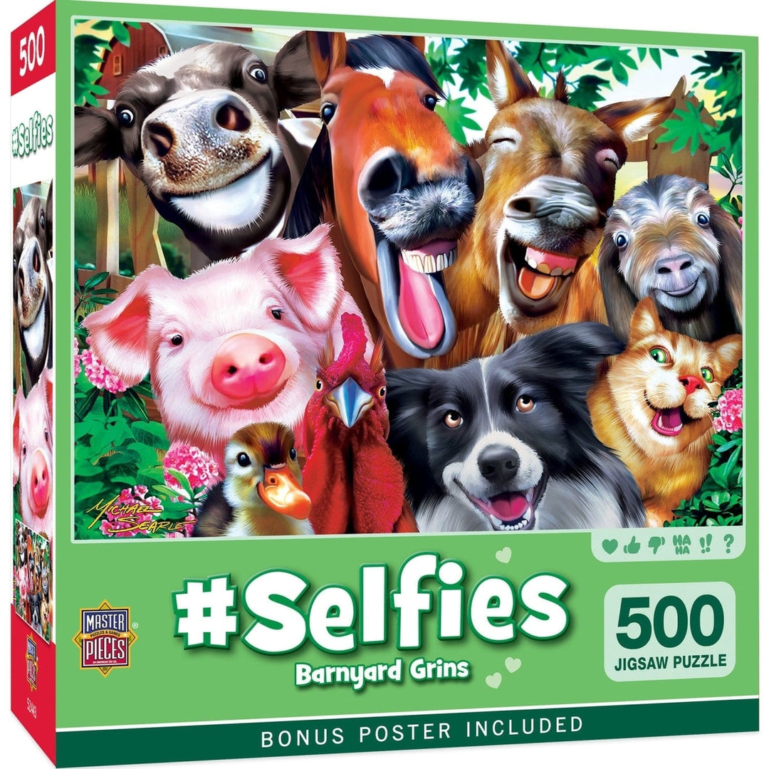 Selfies Barnyard Grins 500 Piece Jigsaw Puzzle Farm Animals Eco-Friendly Image 1