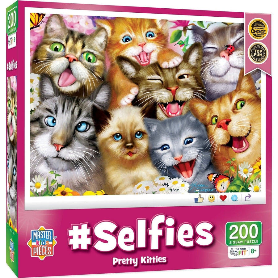 Selfies Pretty Kitties 200 Piece Jigsaw Puzzle Eco-Friendly Kid Friendly Fun Image 1