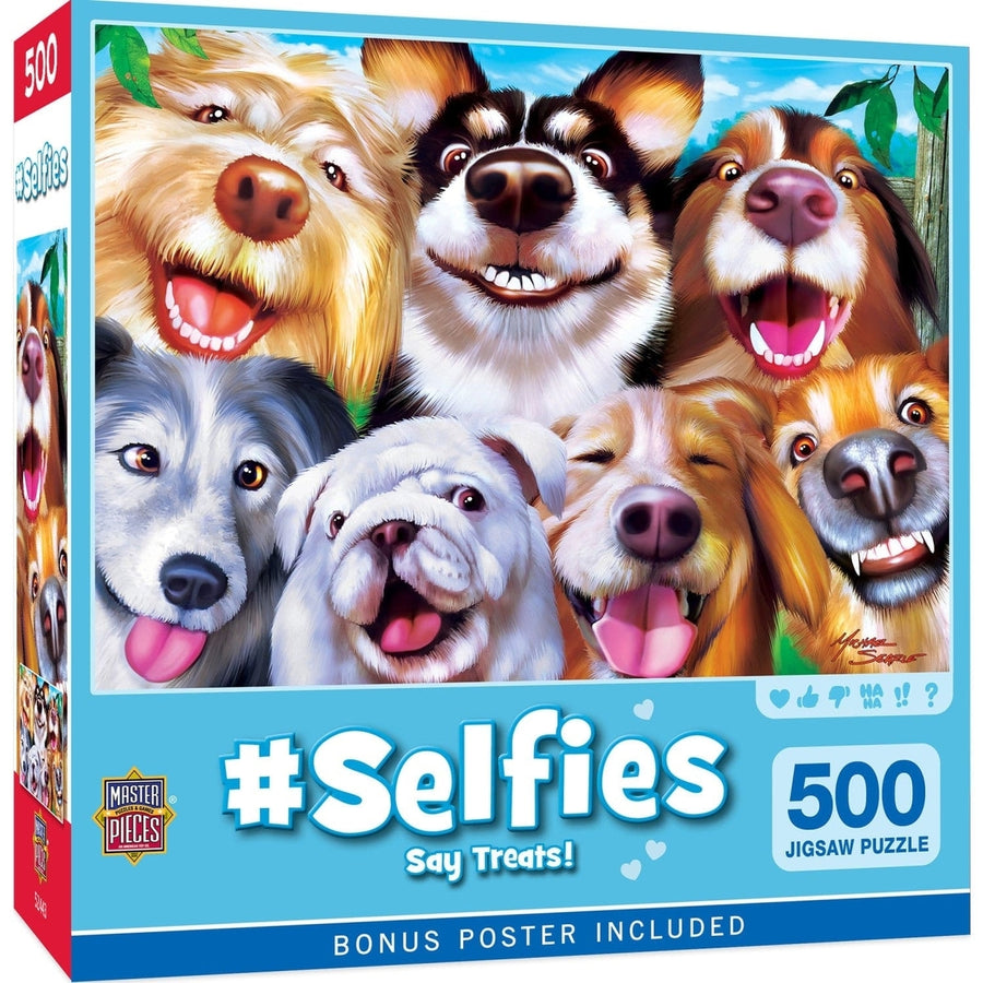 Selfies Say Treats 500 Piece Jigsaw Puzzle Eco-Friendly Dog Lovers Fun Image 1