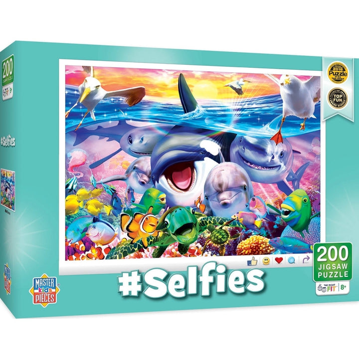 Selfies Wild Waves 200 Piece Jigsaw Puzzle Age 8+ Colorful Sea Animals Image 1