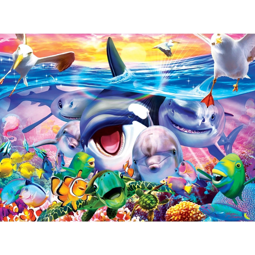 Selfies Wild Waves 200 Piece Jigsaw Puzzle Age 8+ Colorful Sea Animals Image 2