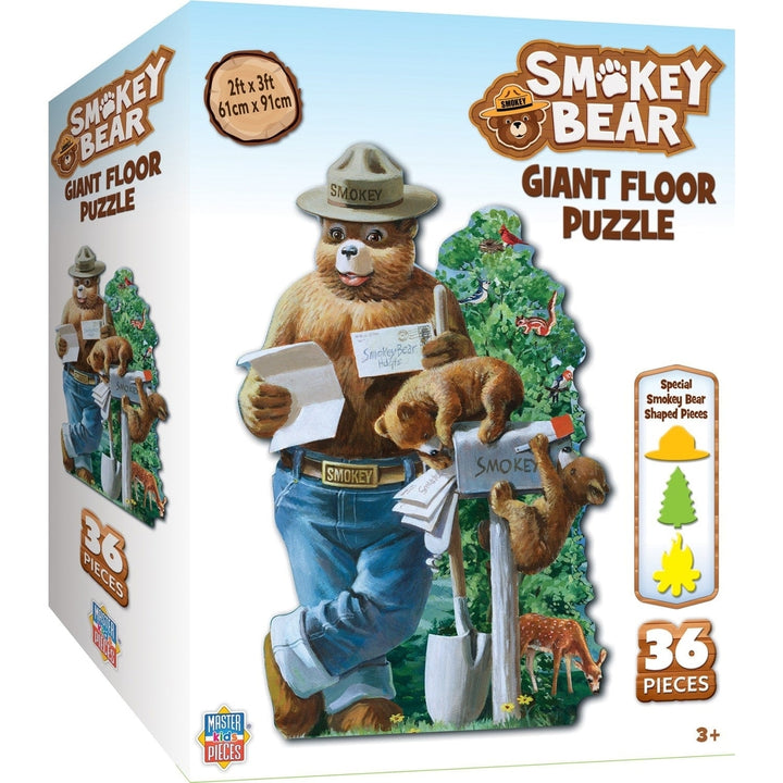 Smokey Bear Floor Puzzle 36 Piece Vintage Art Kids Educational Toy Forest Theme Image 1