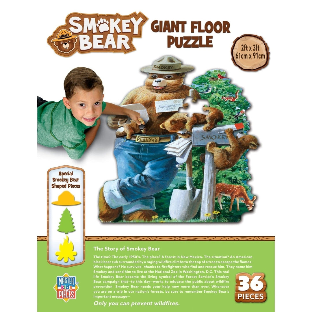 Smokey Bear Floor Puzzle 36 Piece Vintage Art Kids Educational Toy Forest Theme Image 3