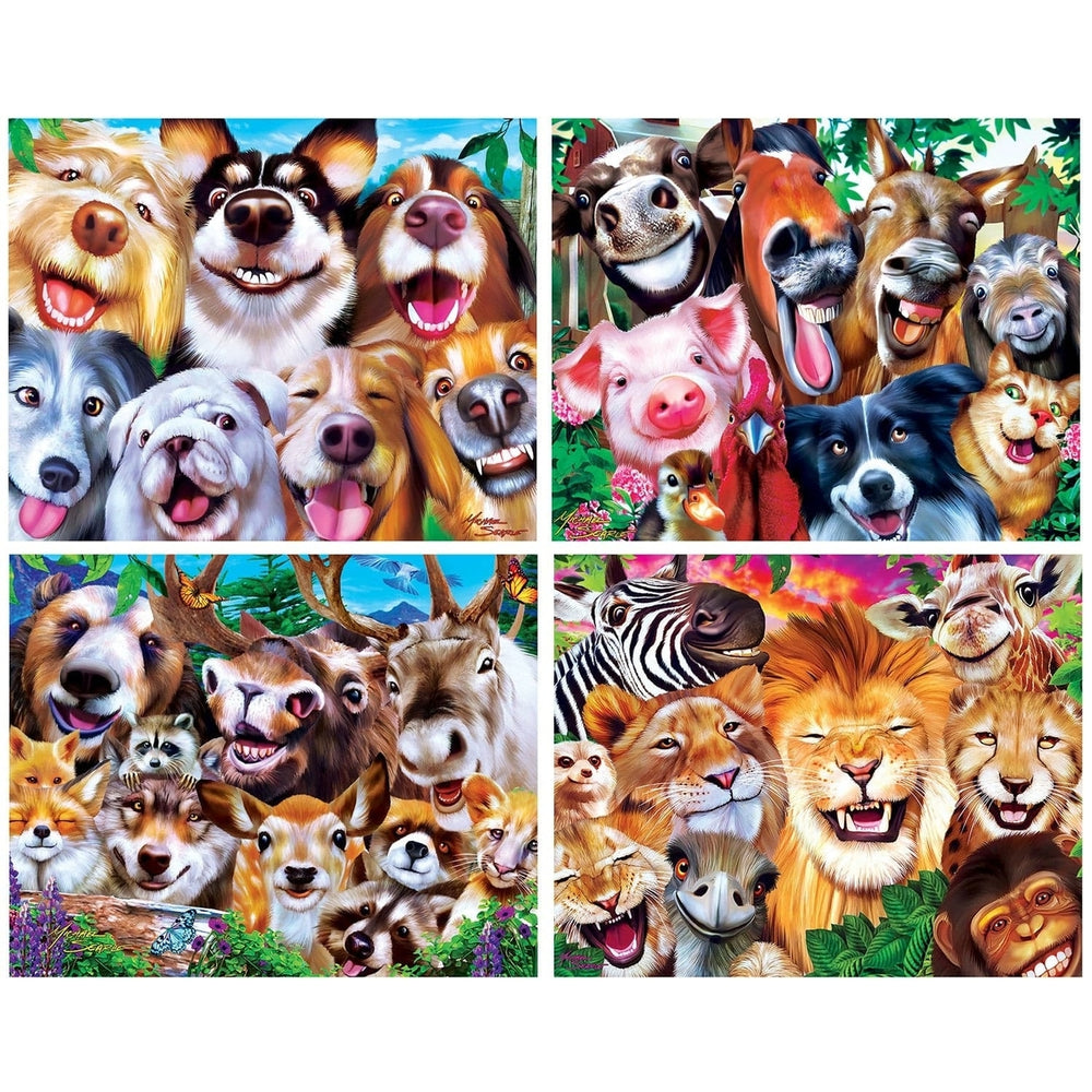 MasterPieces Selfies Jigsaw Puzzle 100 Piece 4 Pack Kids Animal Fun 8x10 Image 2