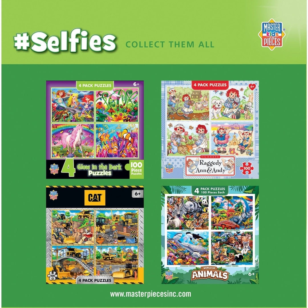 MasterPieces Selfies Jigsaw Puzzle 100 Piece 4 Pack Kids Animal Fun 8x10 Image 3