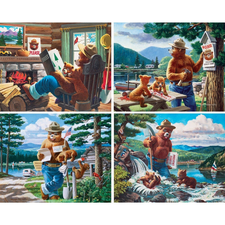 Smokey Bear Jigsaw Puzzles 4 Pack 100 Pieces Kids Vintage Fun 8"x10" Image 2