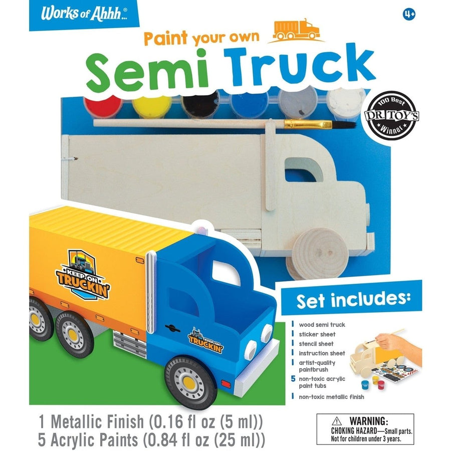 Semi Truck Wood Craft Paint Set Non-Toxic Acrylic and Metallic Paint Kit Image 1