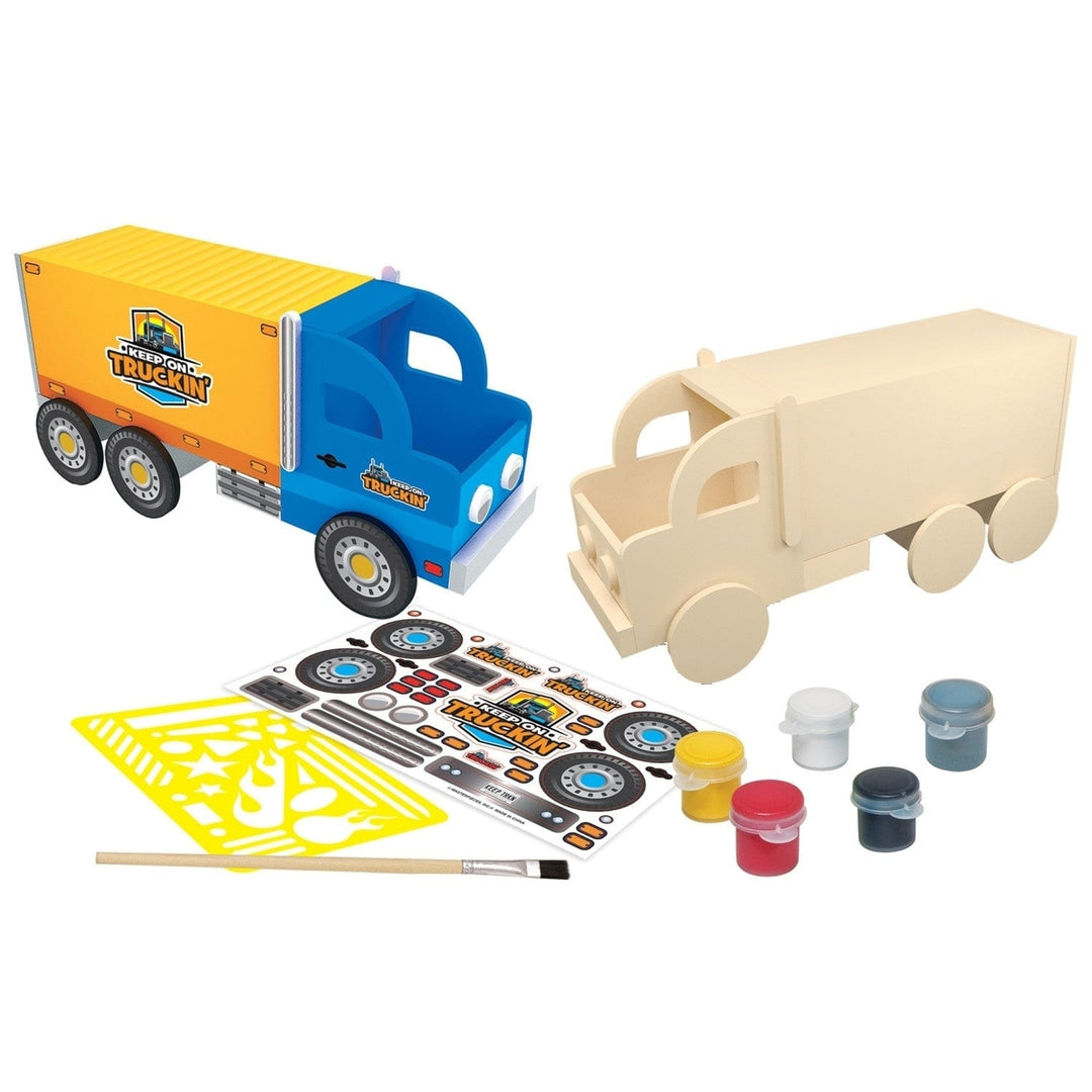 Semi Truck Wood Craft Paint Set Non-Toxic Acrylic and Metallic Paint Kit Image 2