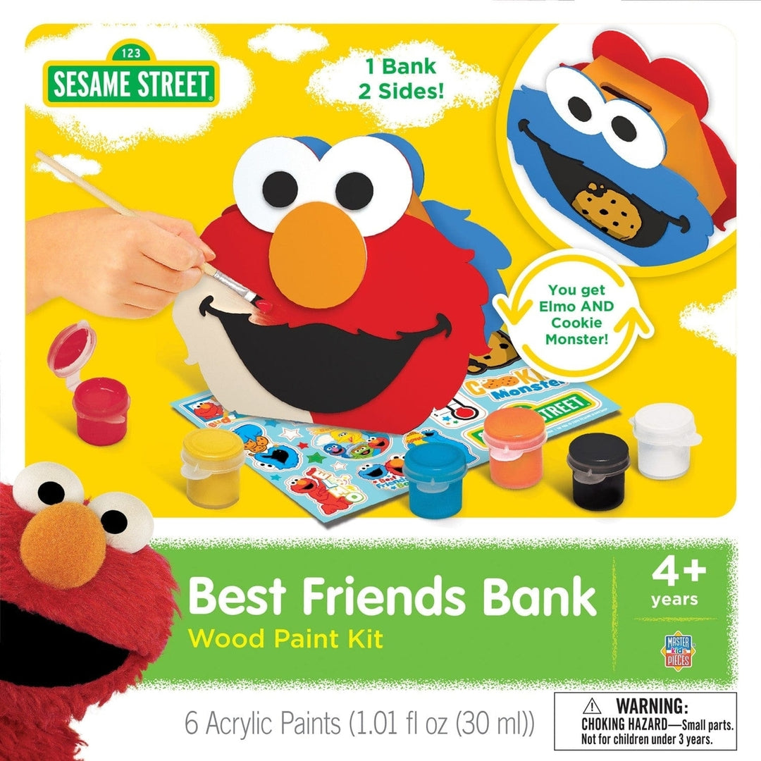 Sesame Street Best Friends Bank Wooden Craft Paint Kit Elmo Cookie Monster Image 1