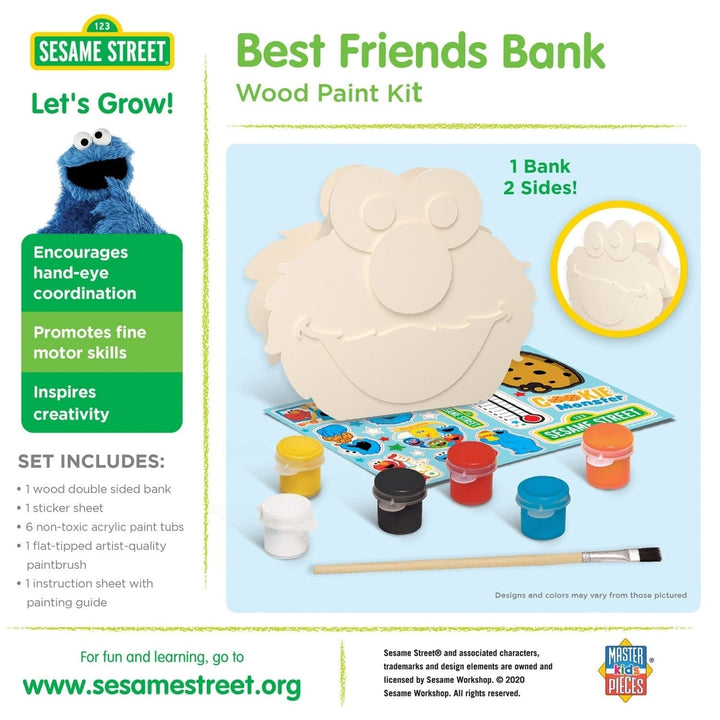 Sesame Street Best Friends Bank Wooden Craft Paint Kit Elmo Cookie Monster Image 3