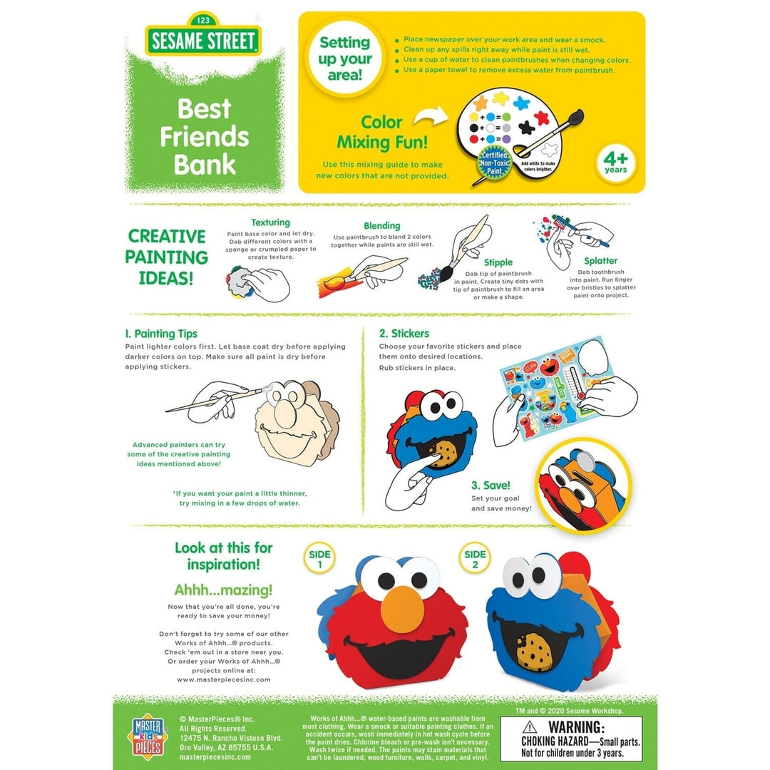 Sesame Street Best Friends Bank Wooden Craft Paint Kit Elmo Cookie Monster Image 4