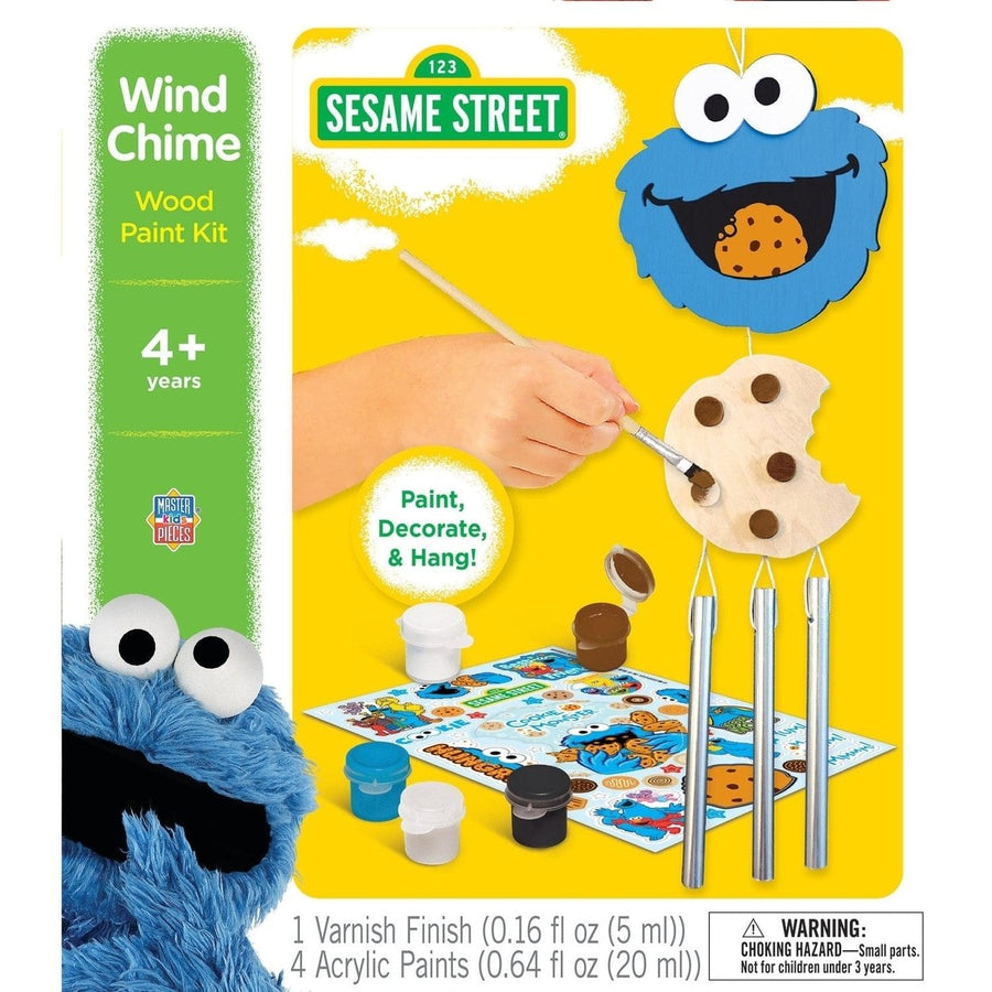 Sesame Street Cookie Monster Wood Craft Paint Kit with Wind Chimes for Kids Image 1