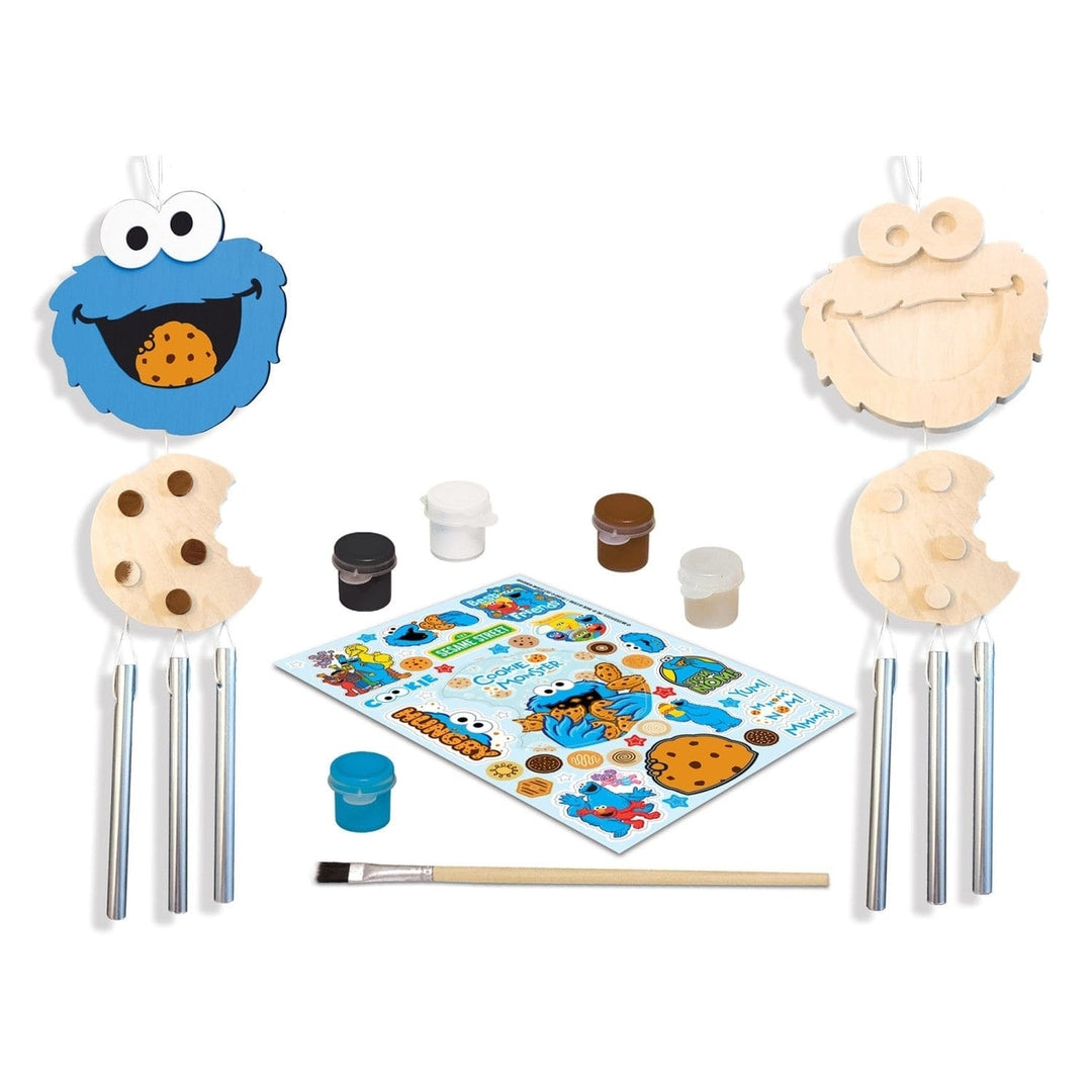 Sesame Street Cookie Monster Wood Craft Paint Kit with Wind Chimes for Kids Image 2