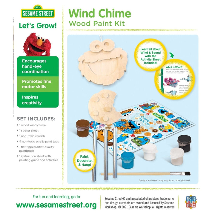 Sesame Street Cookie Monster Wood Craft Paint Kit with Wind Chimes for Kids Image 3