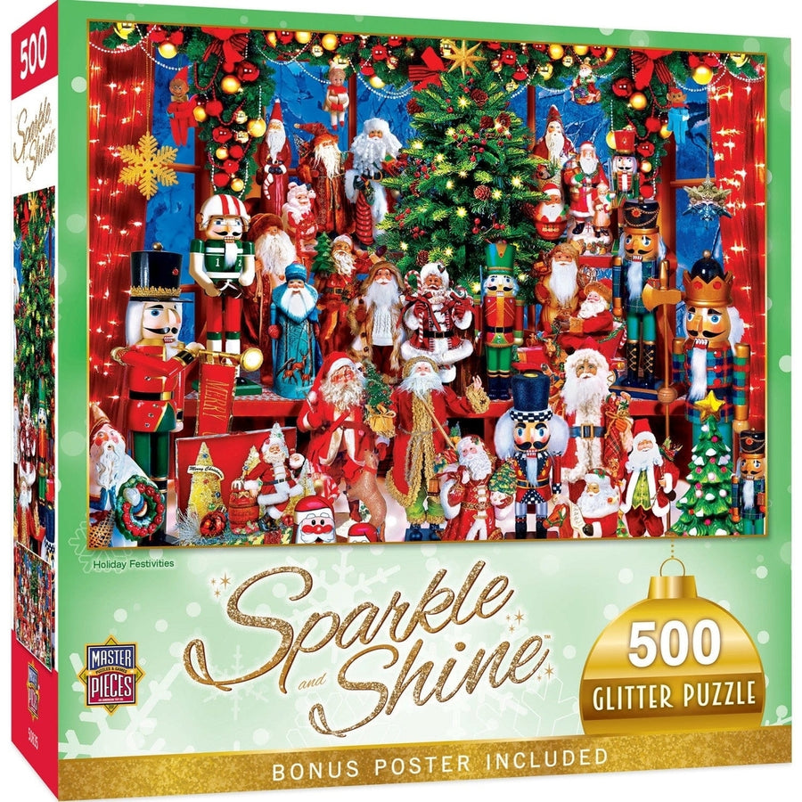 MasterPieces Holiday Glitter Jigsaw Puzzle 500pc Nutcrackers Santas 15x21 Image 1