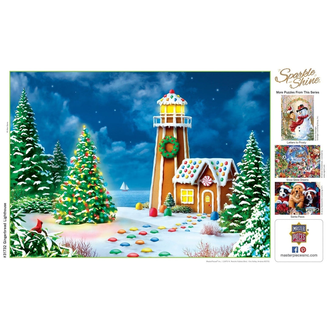 MasterPieces Gingerbread Lighthouse 500pc Glitter Jigsaw Puzzle Holiday Fun Image 4