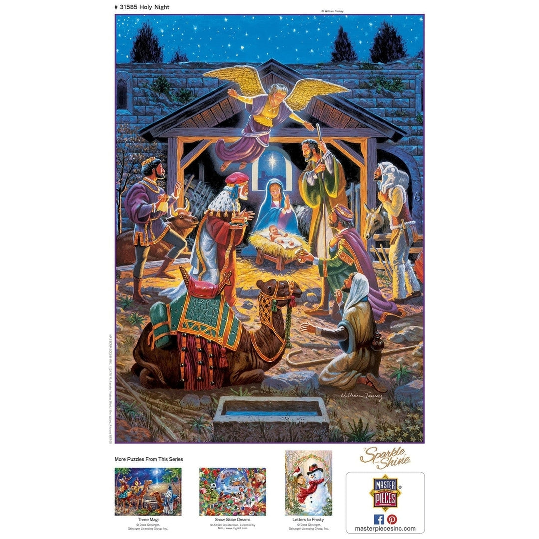 MasterPieces Holy Night 500 Piece Glitter Jigsaw Puzzle 15x21 Recycled Material Image 4