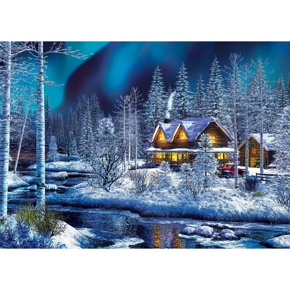 MasterPieces 500 Piece Glitter Puzzle Northern Lights Holiday 15x21 Recycled Chipboard Image 2