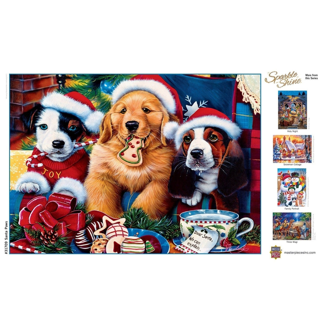 MasterPieces Santa Paws 500 Piece Glitter Puzzle Holiday Jigsaw 15x21 Recycled Image 4