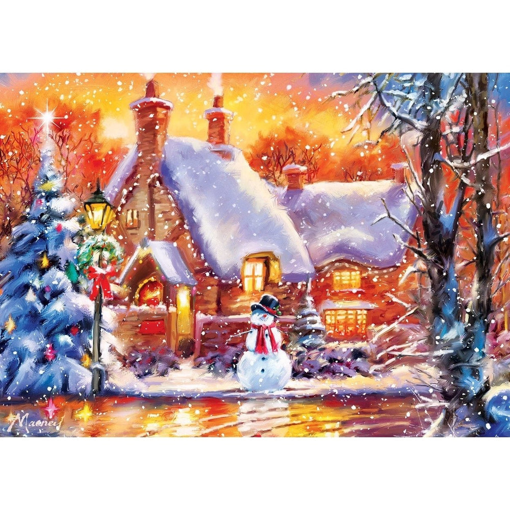 Sparkle and Shine - Snowman Cottage 500 Piece Glitter Jigsaw Puzzle Image 2