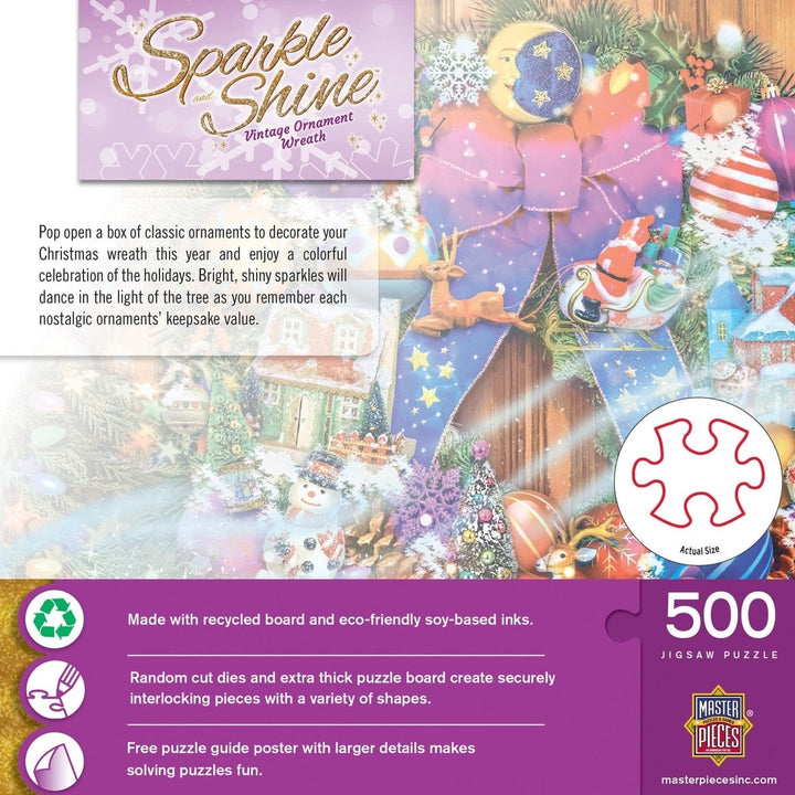 Sparkle and Shine Vintage Ornament Wreath 500 Piece Glitter Jigsaw Puzzle Image 3