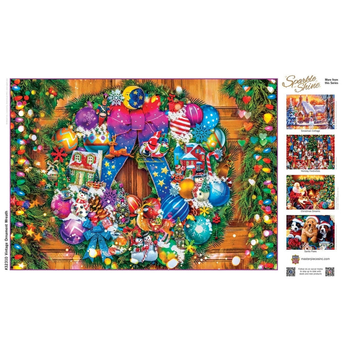 Sparkle and Shine Vintage Ornament Wreath 500 Piece Glitter Jigsaw Puzzle Image 4