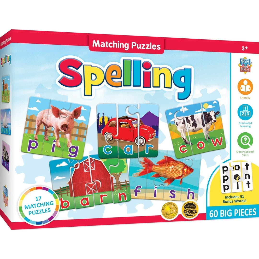 Spelling Educational Matching Jigsaw Puzzle for Kids Ages 3 and Up Learning Game Image 1