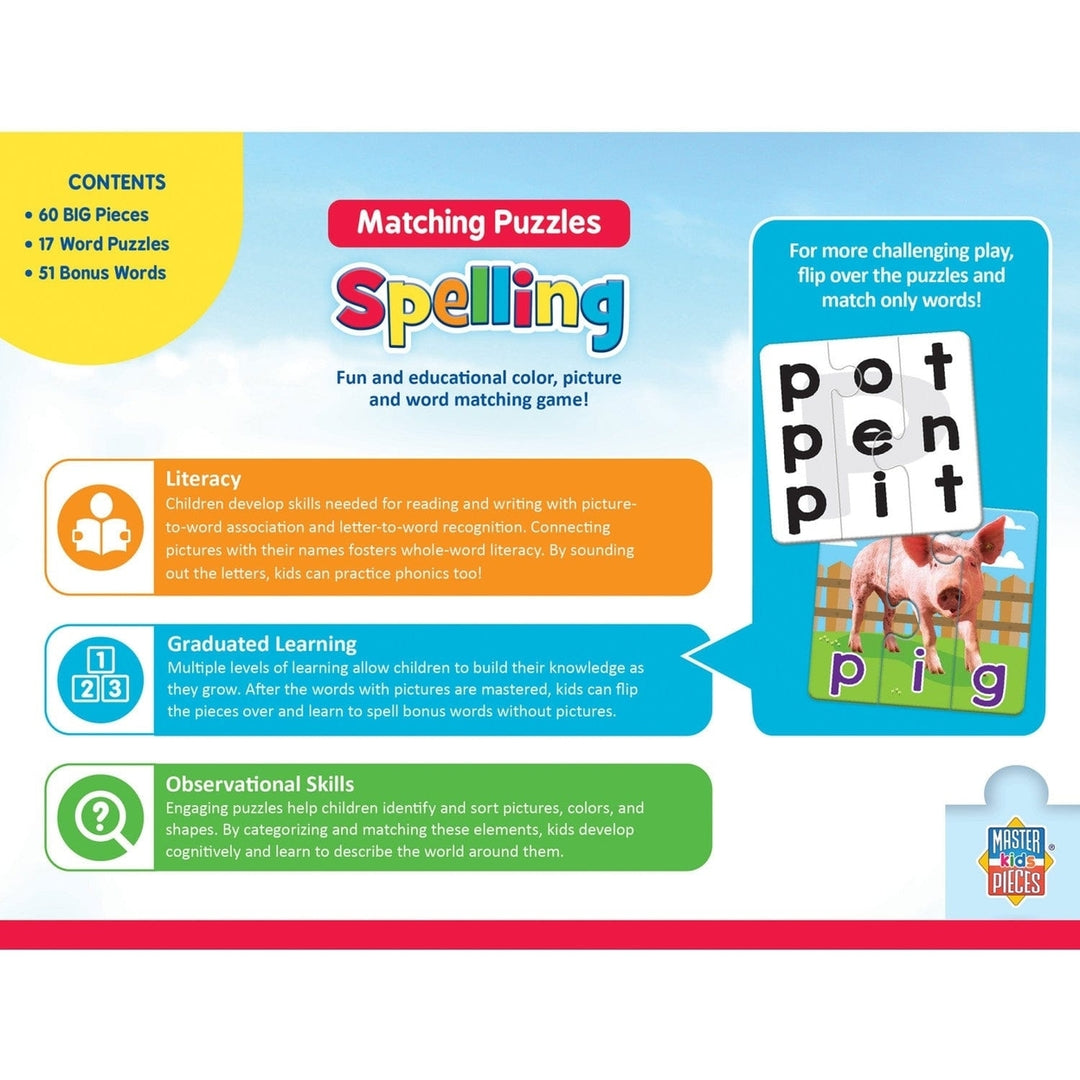 Spelling Educational Matching Jigsaw Puzzle for Kids Ages 3 and Up Learning Game Image 3