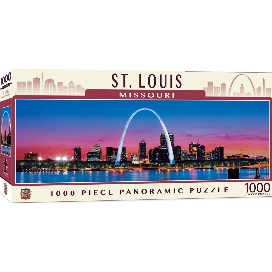 St. Louis 1000 Piece Panoramic Jigsaw Puzzle American Vista Gateway Arch Design Image 1