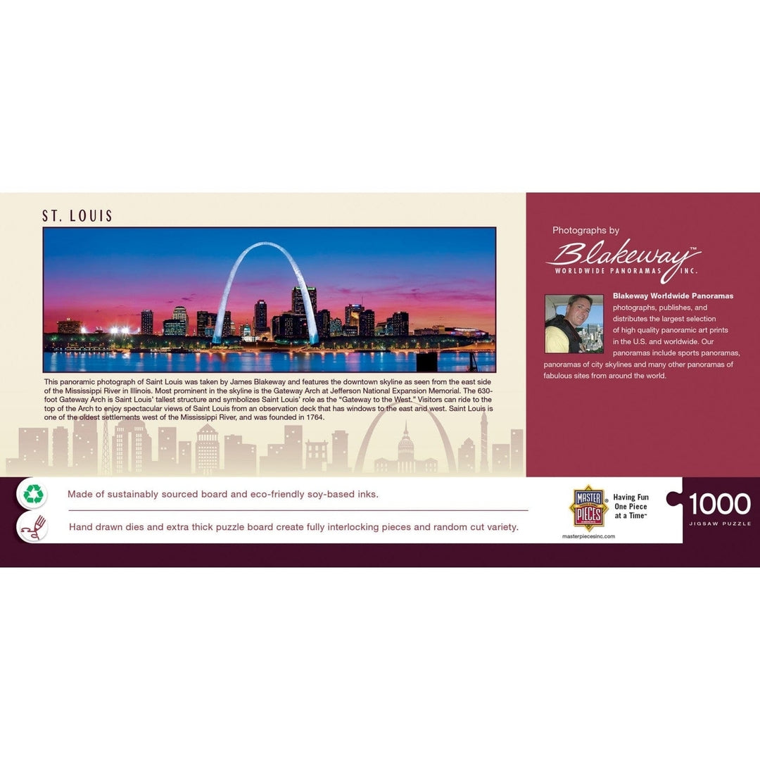 St. Louis 1000 Piece Panoramic Jigsaw Puzzle American Vista Gateway Arch Design Image 3