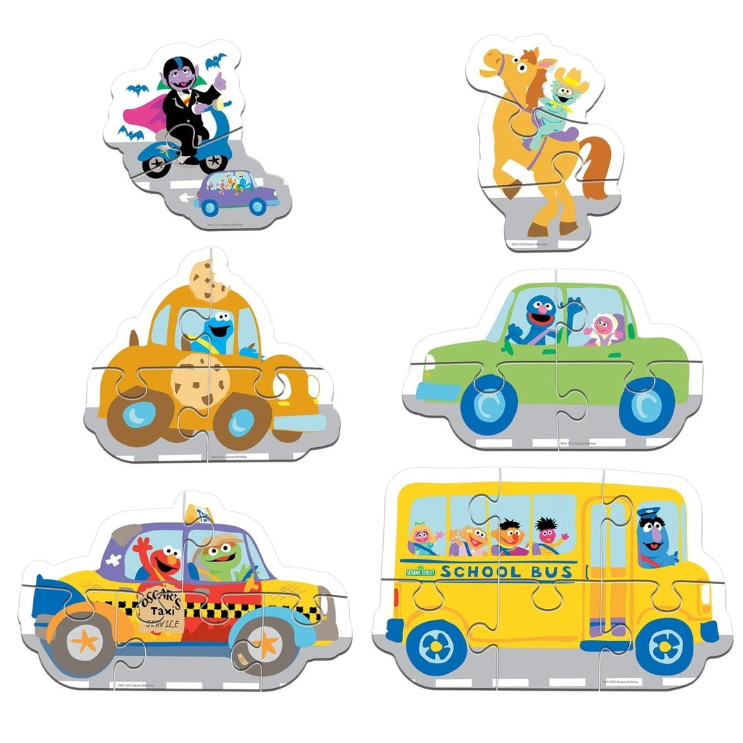 Sesame Street Vehicles 6-Pack Mini Shaped Jigsaw Puzzles for Kids Ages 3+ Image 2