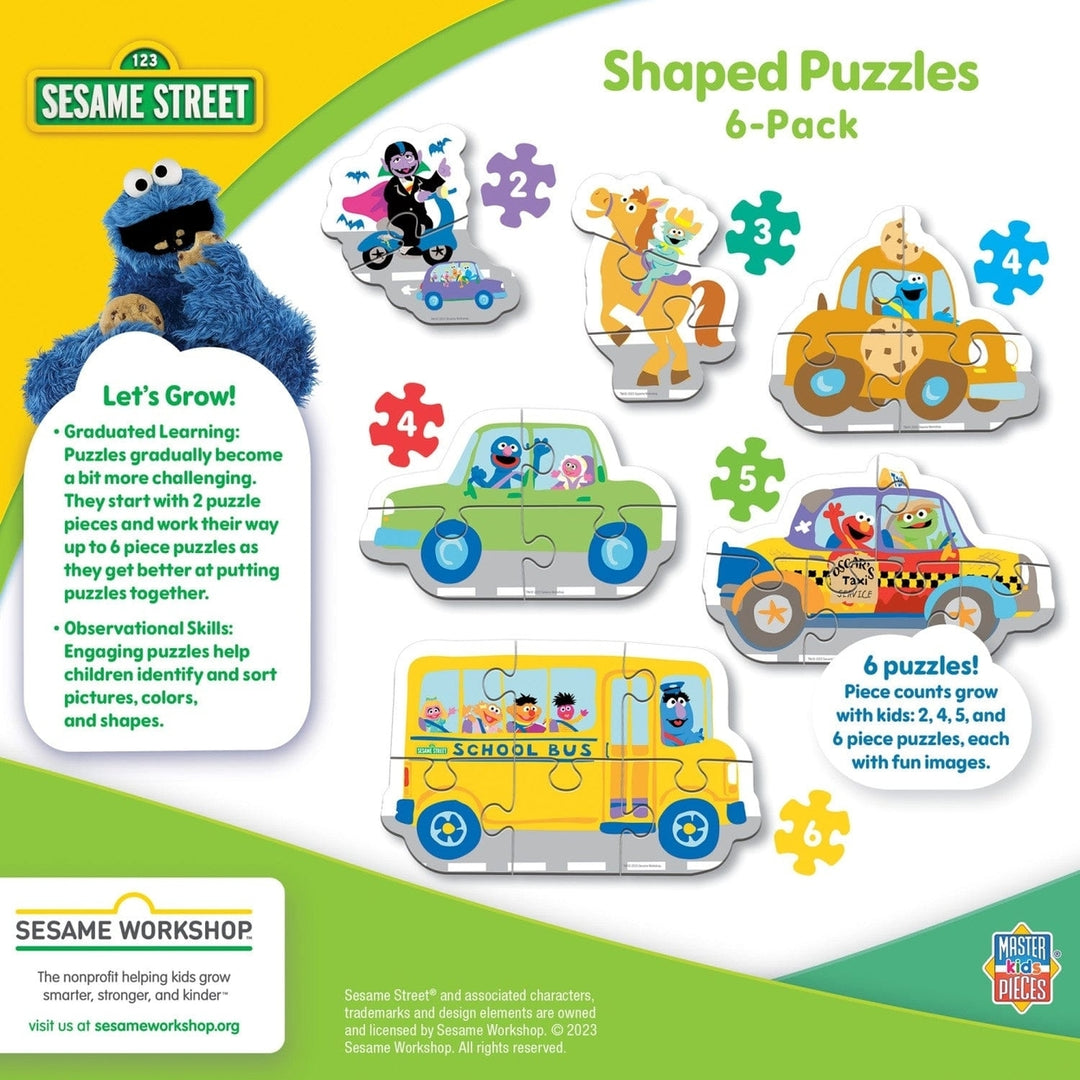 Sesame Street Vehicles 6-Pack Mini Shaped Jigsaw Puzzles for Kids Ages 3+ Image 3