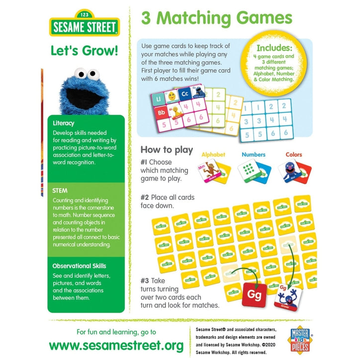 Sesame Street 3-in-1 Matching Game Educational Fun for Kids Ages 3+ Image 3