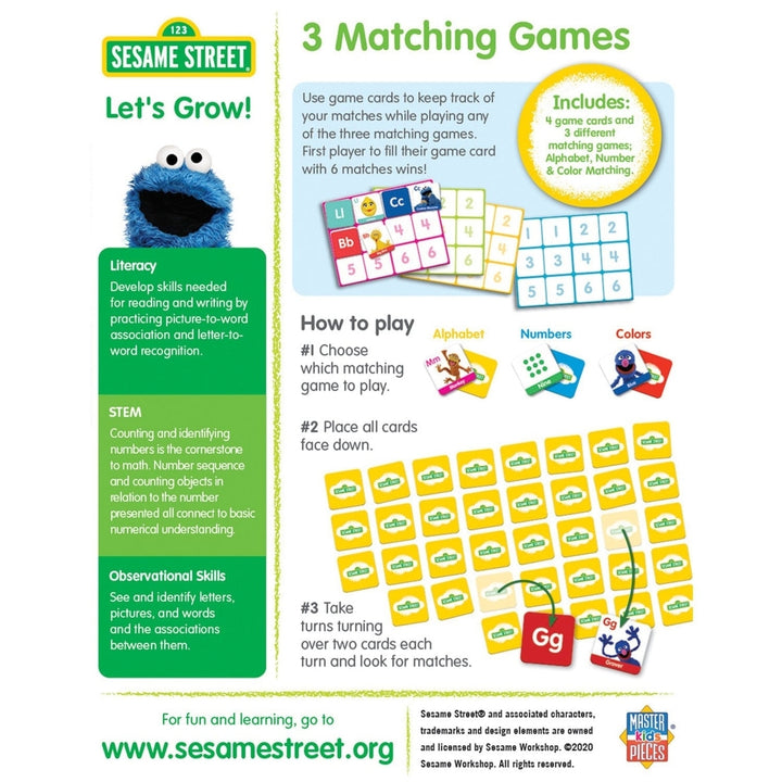 Sesame Street 3-in-1 Matching Game Educational Fun for Kids Ages 3+ Image 4