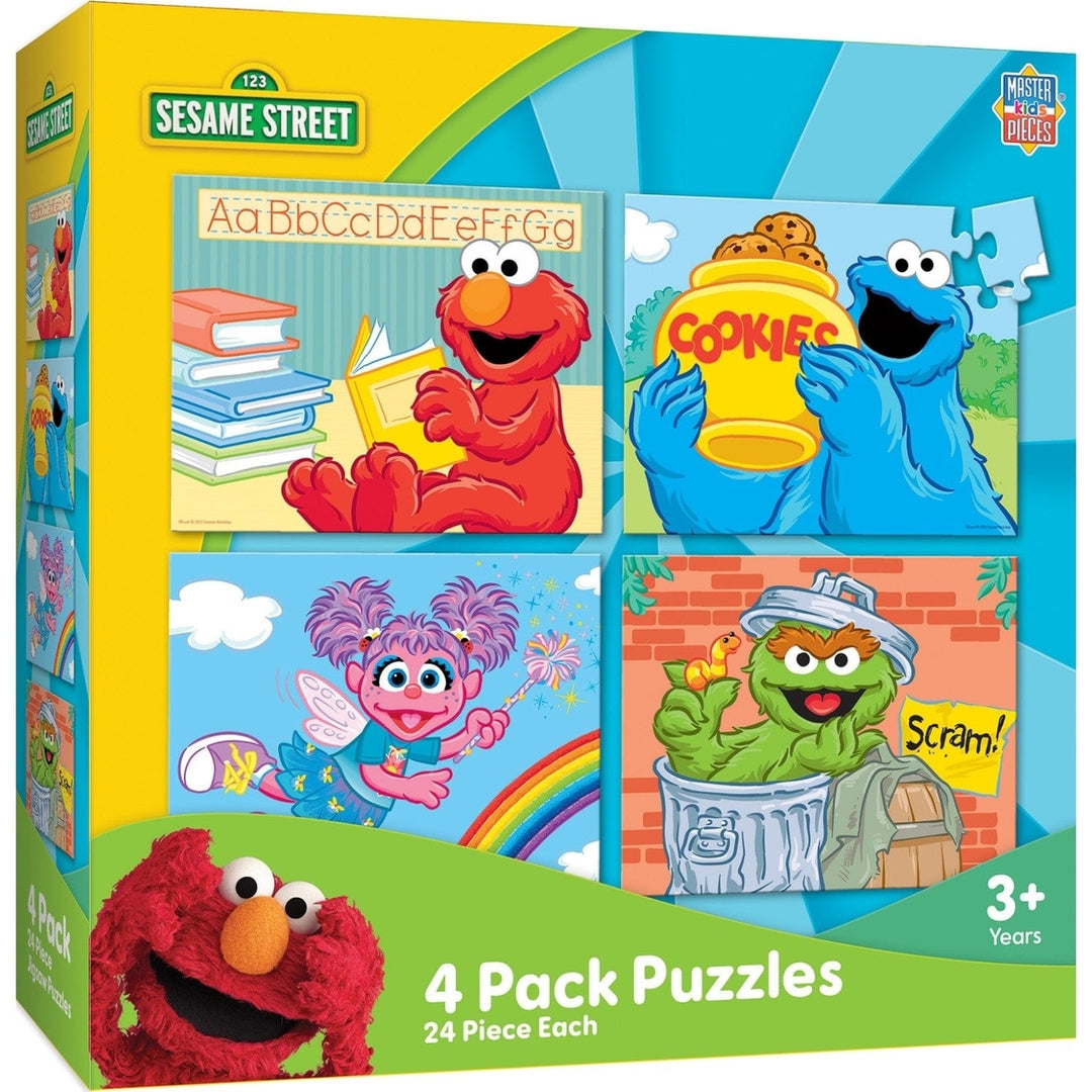 Sesame Street 24 Piece Jigsaw Puzzle 4 Pack Kids Educational Fun Elmo Cookie Monster Image 1