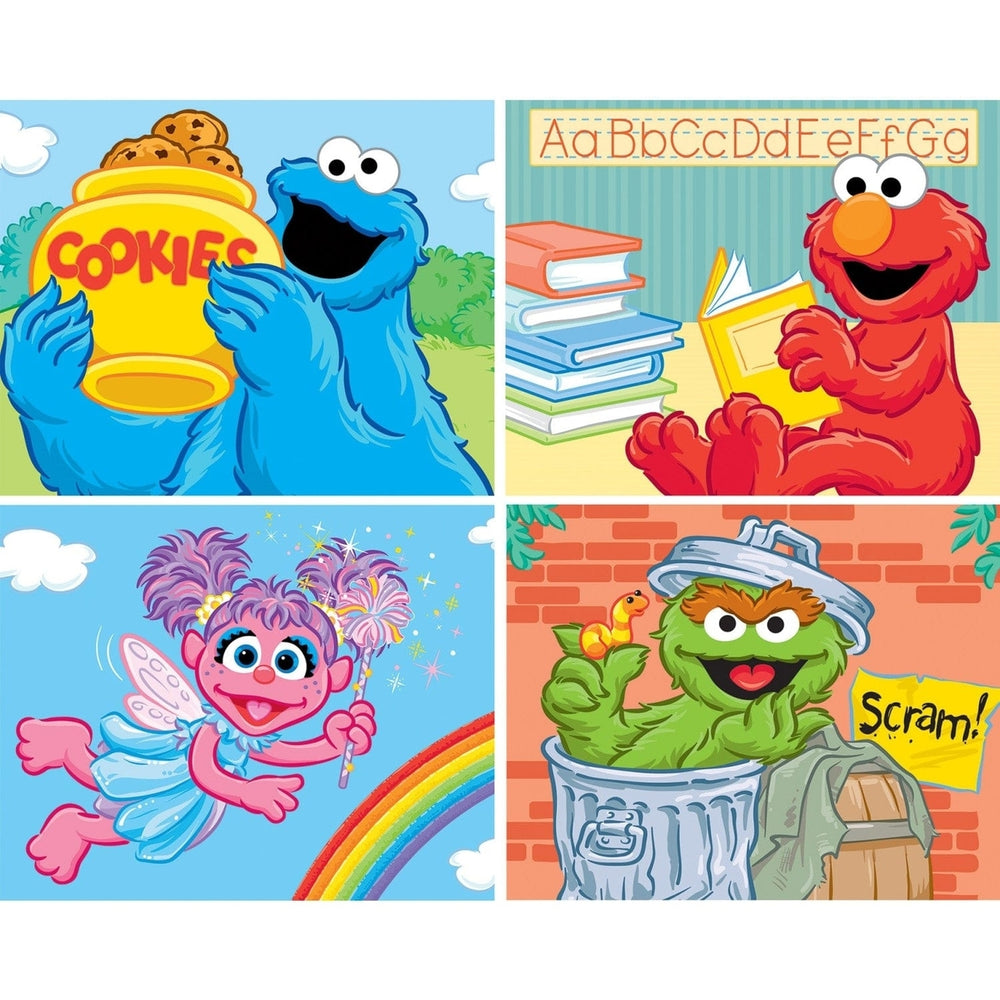 Sesame Street 24 Piece Jigsaw Puzzle 4 Pack Kids Educational Fun Elmo Cookie Monster Image 2