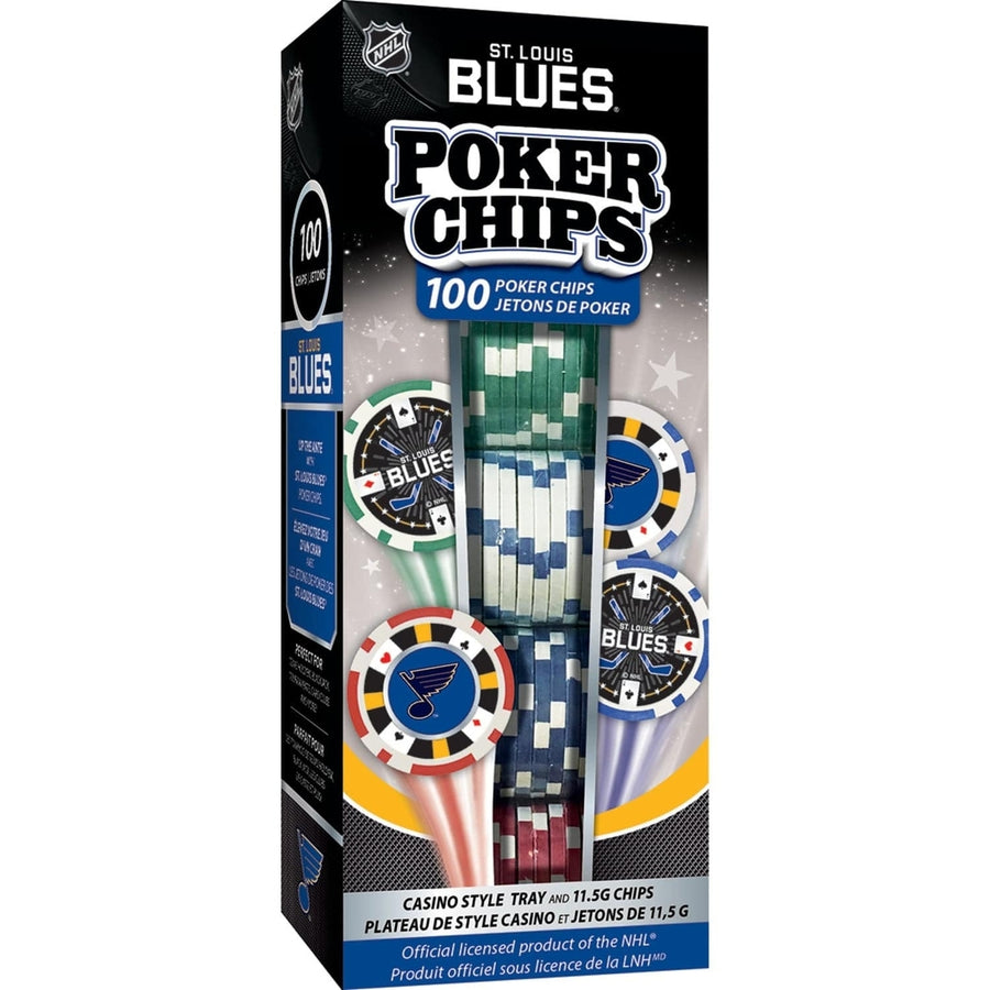 St. Louis Blues 100 Piece Casino Style Poker Chips Team Game Set Image 1