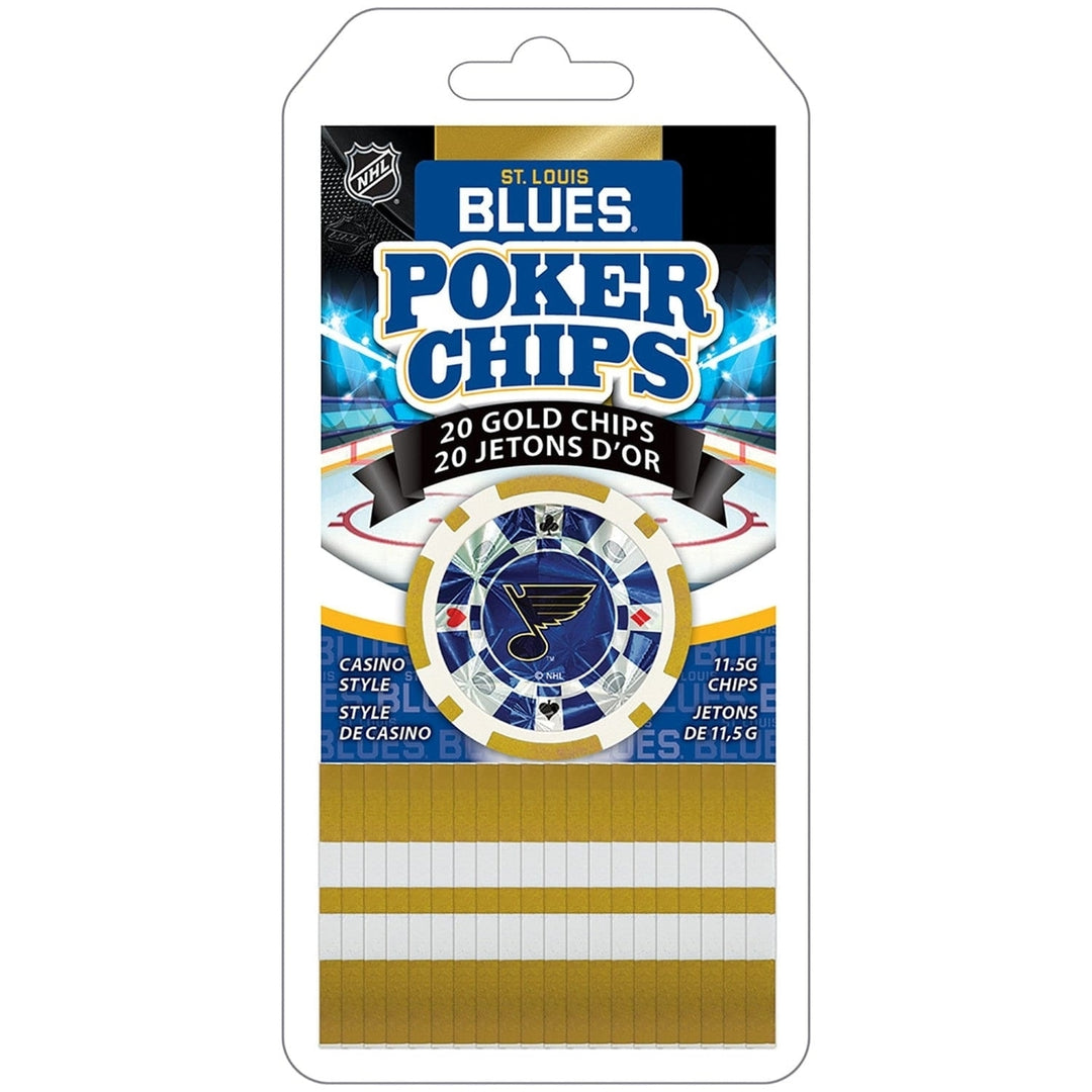 St. Louis Blues 20 Piece Casino Style Poker Chips Silver Collectors Edition Image 1