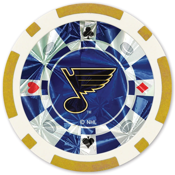 St. Louis Blues 20 Piece Casino Style Poker Chips Silver Collectors Edition Image 2