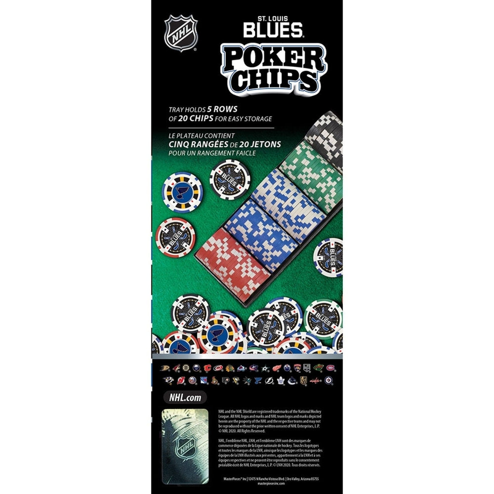 St. Louis Blues 100 Piece Casino Style Poker Chips Team Game Set Image 2