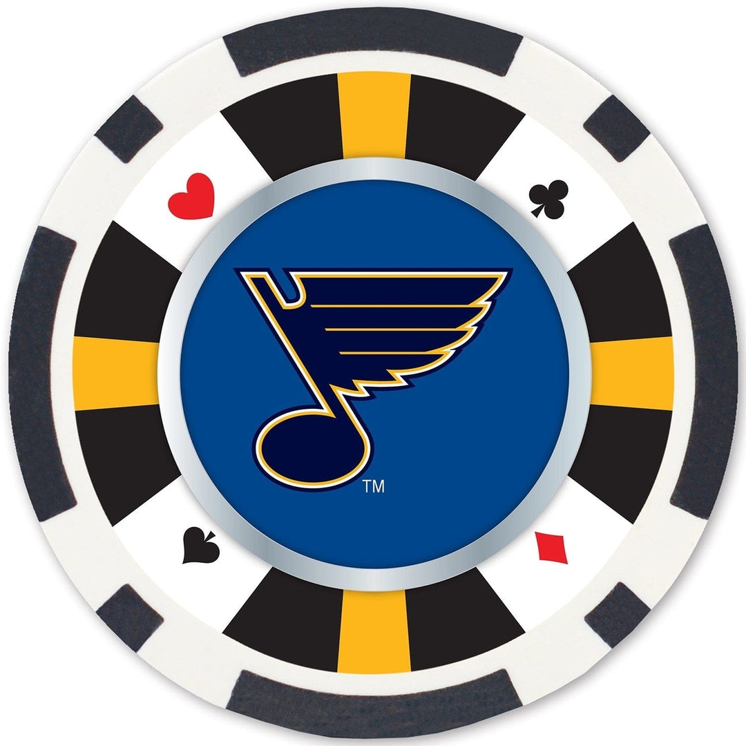 St. Louis Blues 100 Piece Casino Style Poker Chips Team Game Set Image 3