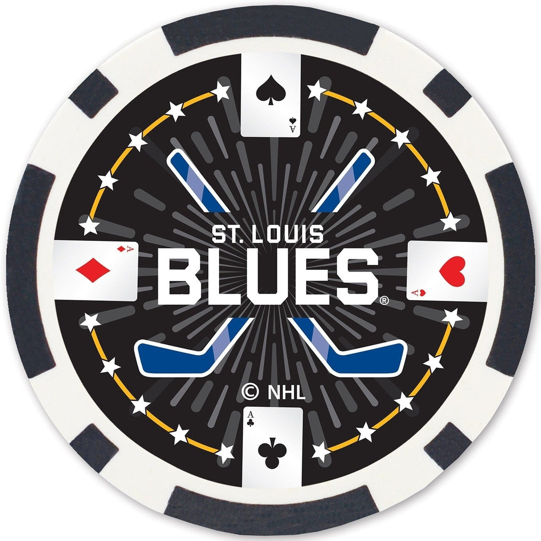 St. Louis Blues 100 Piece Casino Style Poker Chips Team Game Set Image 4