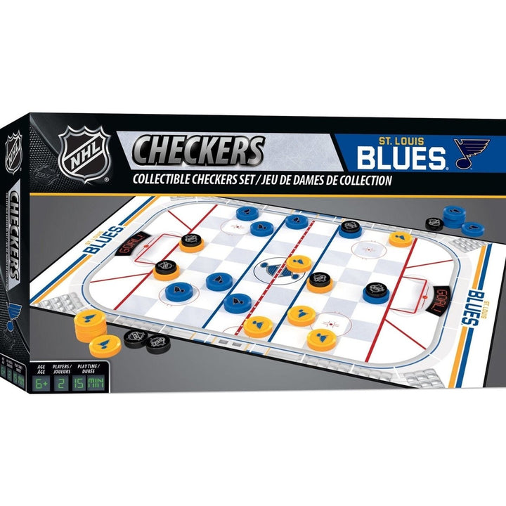 St. Louis Blues Checkers Board Game NHL Officially Licensed 24 Pieces 13x21 inches Image 1