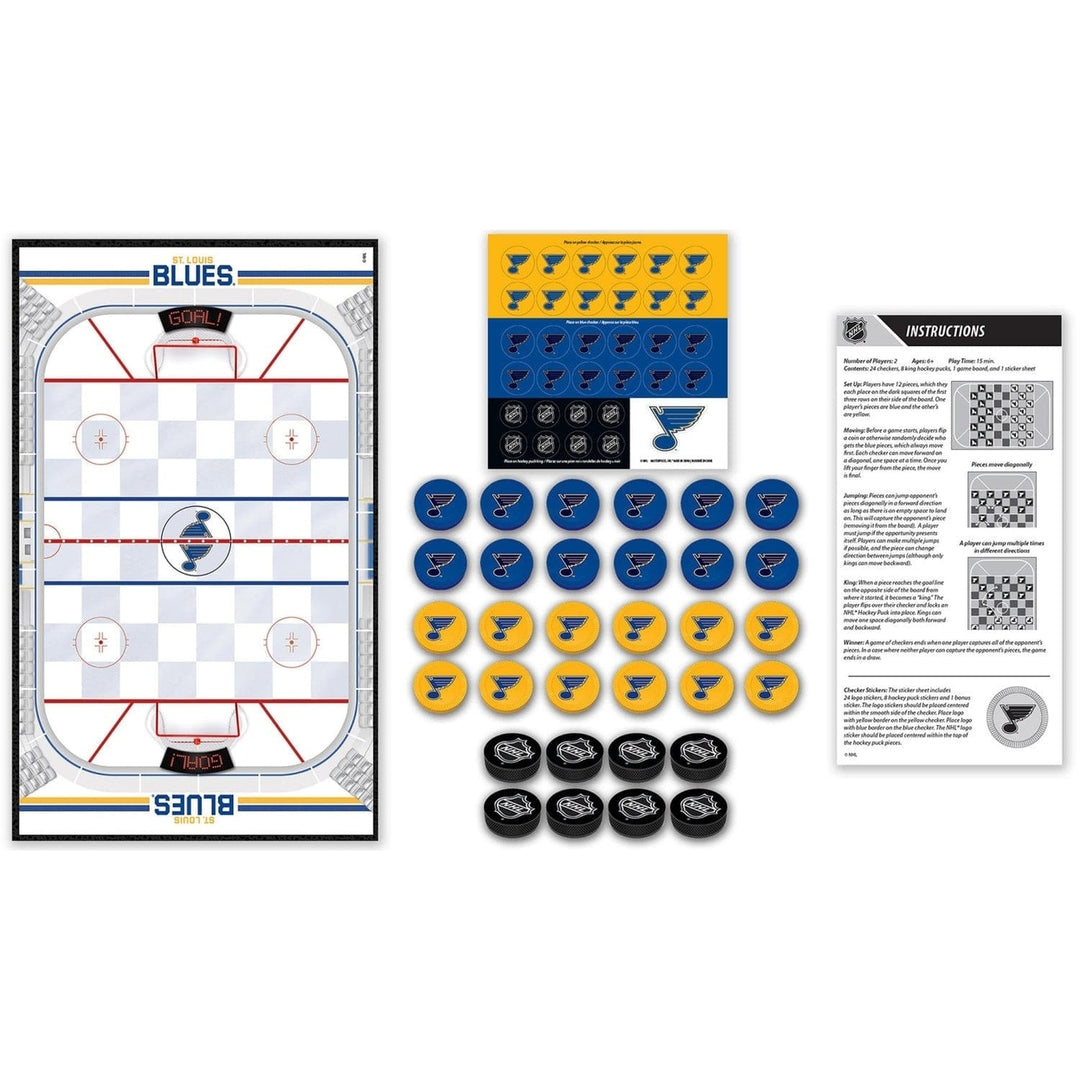 St. Louis Blues Checkers Board Game NHL Officially Licensed 24 Pieces 13x21 inches Image 2