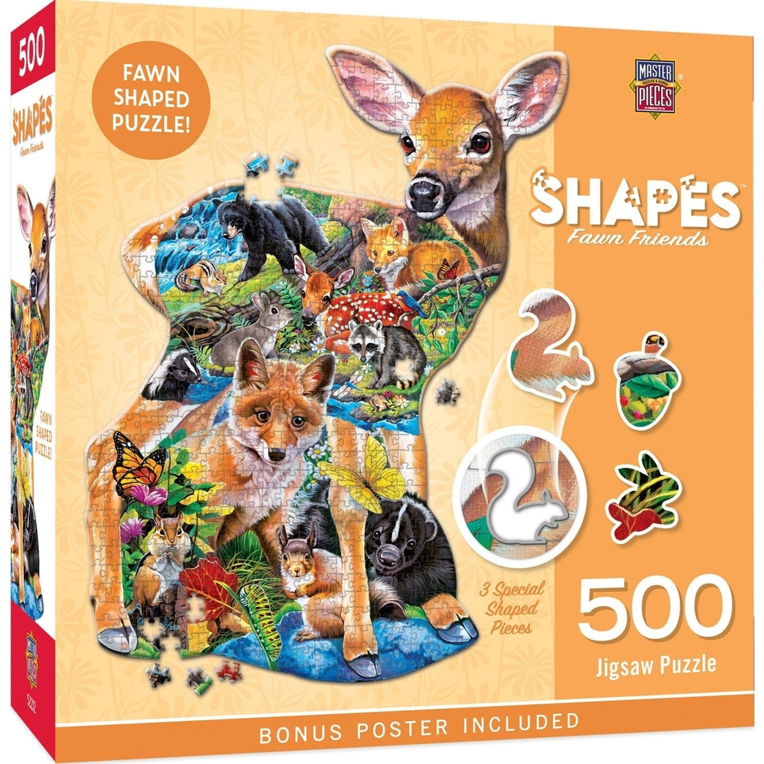 MasterPieces 500 Piece Fawn Friends Shaped Puzzle Woodland Animals Eco-Friendly Image 1