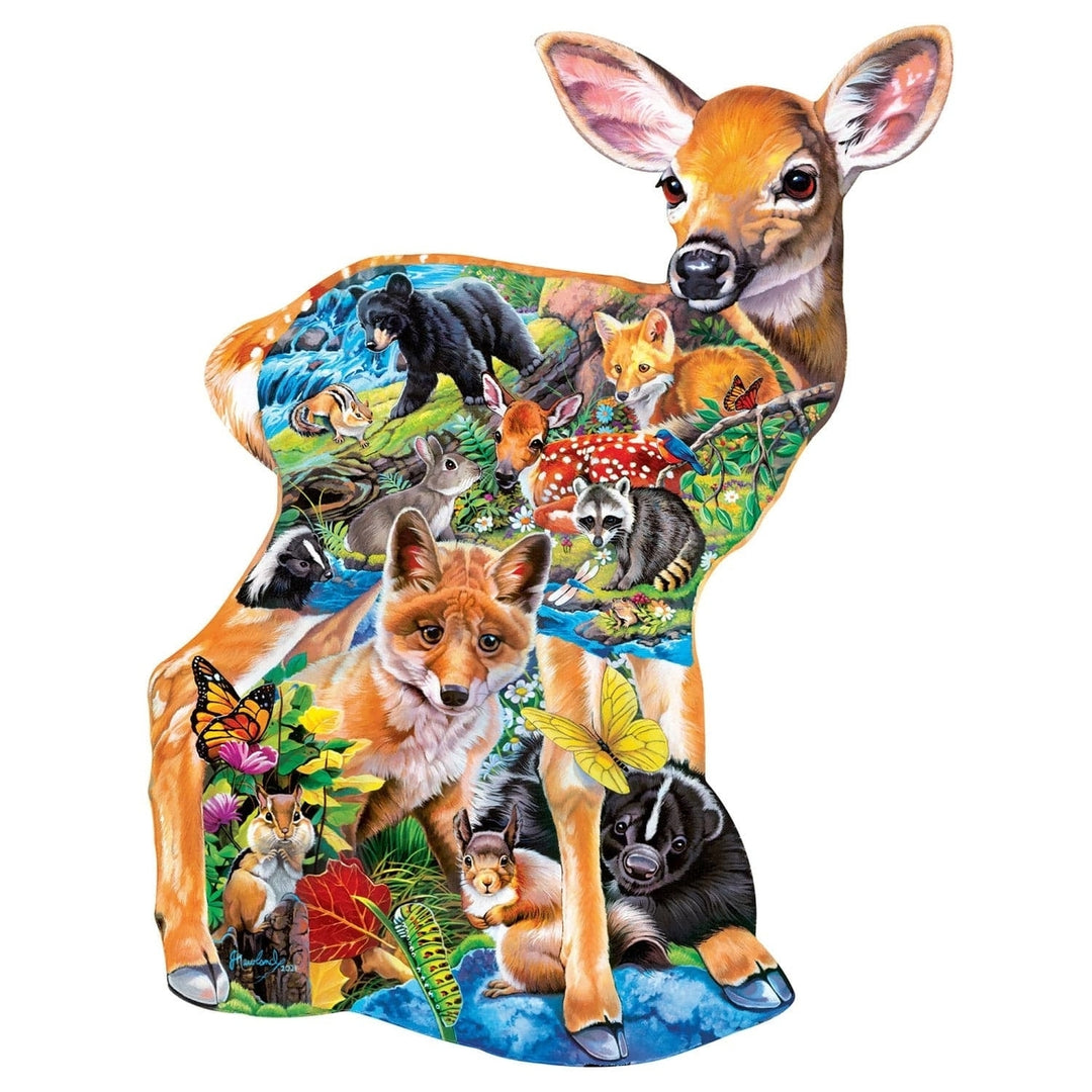 MasterPieces 500 Piece Fawn Friends Shaped Puzzle Woodland Animals Eco-Friendly Image 2