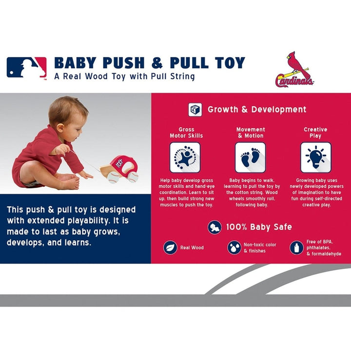 St. Louis Cardinals Push Pull Baby Toy Wooden Developmental Learning Toy Image 3