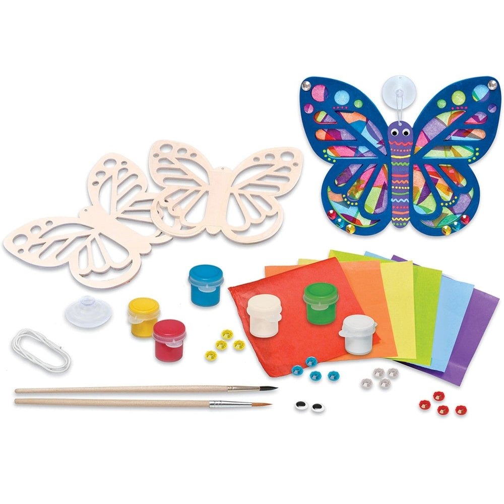 Suncatcher Wood Craft and Paint Kit for Kids Ages 4 and Up with Tissue Paper Image 2