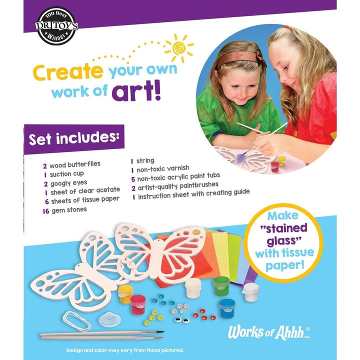 Suncatcher Wood Craft and Paint Kit for Kids Ages 4 and Up with Tissue Paper Image 3