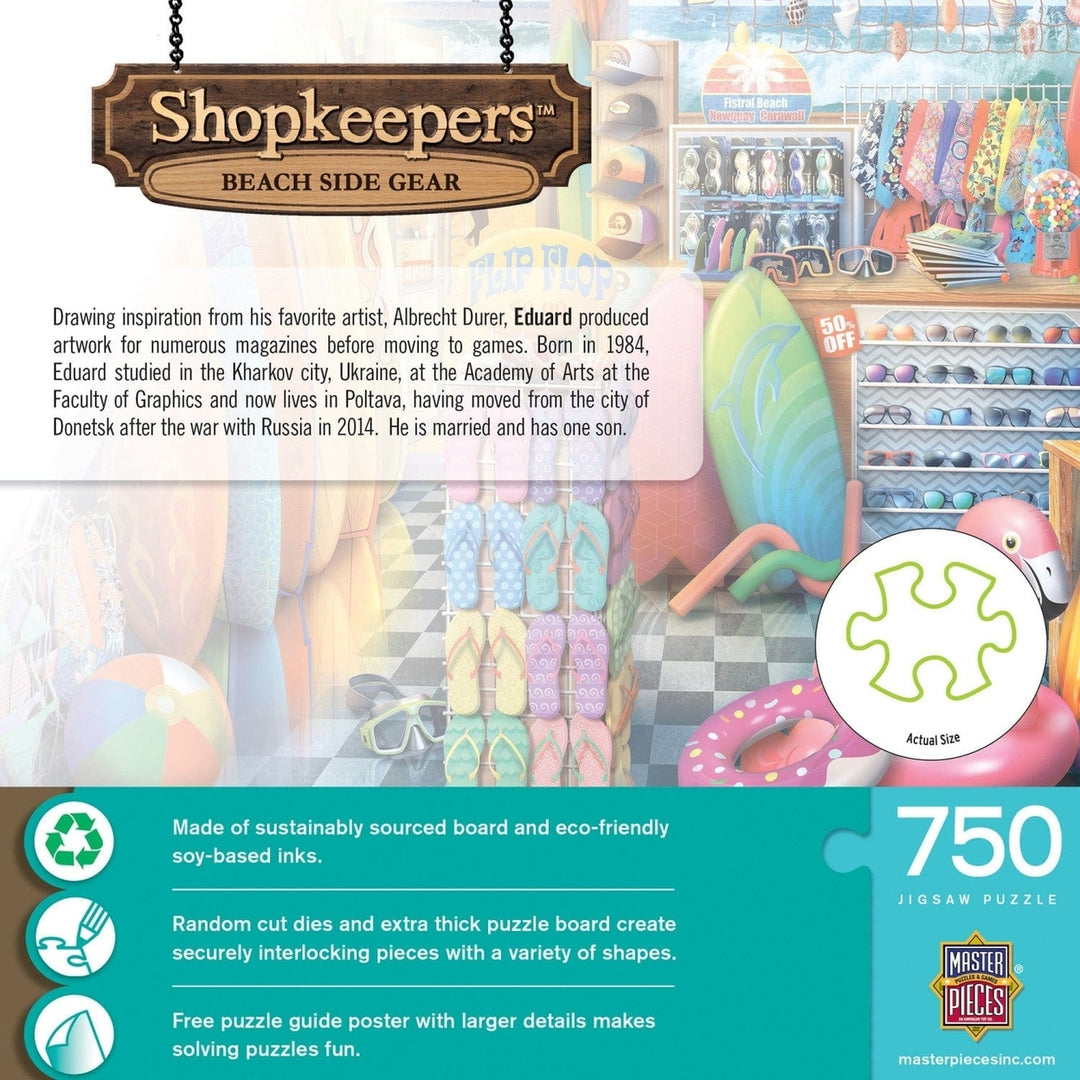 MasterPieces 750 Piece Jigsaw Puzzle Shopkeepers Beach Surf Shop Recycled Material Image 3